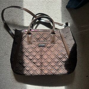 Vera Bradley Brown Quilted Tote with Leather Trim